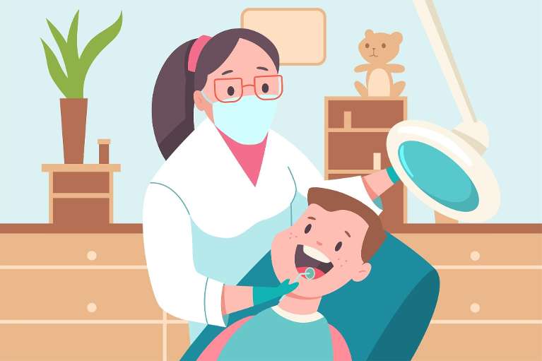 child in dentist office